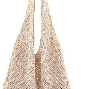 Crochet Mesh Beach Tote Bag Women Sandproof Summer Fashionable Handbag